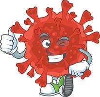 A cartoon character of red corona virus vector