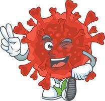 A cartoon character of red corona virus vector