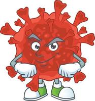 A cartoon character of red corona virus vector