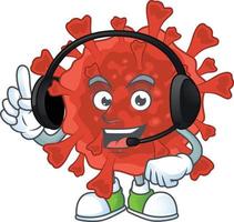 A cartoon character of red corona virus vector