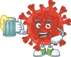 A cartoon character of red corona virus vector