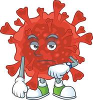 A cartoon character of red corona virus vector