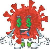 A cartoon character of red corona virus vector