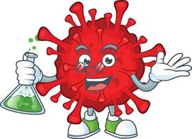 un dibujos animados personaje de peligroso coronavirus vector