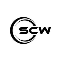 diseño de logotipo de letra scw en ilustración. logotipo vectorial, diseños de caligrafía para logotipo, afiche, invitación, etc. vector