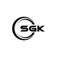 SGK letter logo design in illustration. Vector logo, calligraphy designs for logo, Poster, Invitation, etc.