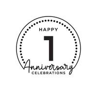 1 years anniversary. Anniversary template design concept, monochrome, design for event, invitation card, greeting card, banner, poster, flyer, book cover and print. Vector Eps10