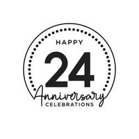 24 years anniversary. Anniversary template design concept, monochrome, design for event, invitation card, greeting card, banner, poster, flyer, book cover and print. Vector Eps10