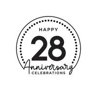 28 years anniversary. Anniversary template design concept, monochrome, design for event, invitation card, greeting card, banner, poster, flyer, book cover and print. Vector Eps10