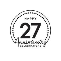 27 years anniversary. Anniversary template design concept, monochrome, design for event, invitation card, greeting card, banner, poster, flyer, book cover and print. Vector Eps10