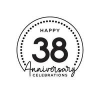 38 years anniversary. Anniversary template design concept, monochrome, design for event, invitation card, greeting card, banner, poster, flyer, book cover and print. Vector Eps10