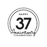 37 years anniversary. Anniversary template design concept, monochrome, design for event, invitation card, greeting card, banner, poster, flyer, book cover and print. Vector Eps10