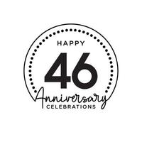 46 years anniversary. Anniversary template design concept, monochrome, design for event, invitation card, greeting card, banner, poster, flyer, book cover and print. Vector Eps10