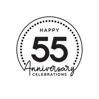 55 years anniversary. Anniversary template design concept, monochrome, design for event, invitation card, greeting card, banner, poster, flyer, book cover and print. Vector Eps10