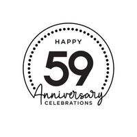 59 years anniversary. Anniversary template design concept, monochrome, design for event, invitation card, greeting card, banner, poster, flyer, book cover and print. Vector Eps10