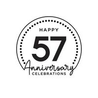 57 years anniversary. Anniversary template design concept, monochrome, design for event, invitation card, greeting card, banner, poster, flyer, book cover and print. Vector Eps10