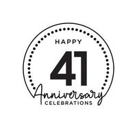 41 years anniversary. Anniversary template design concept, monochrome, design for event, invitation card, greeting card, banner, poster, flyer, book cover and print. Vector Eps10