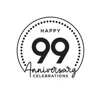 99 years anniversary. Anniversary template design concept, monochrome, design for event, invitation card, greeting card, banner, poster, flyer, book cover and print. Vector Eps10