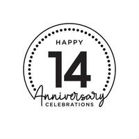 14 years anniversary. Anniversary template design concept, monochrome, design for event, invitation card, greeting card, banner, poster, flyer, book cover and print. Vector Eps10