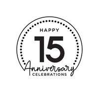 15 years anniversary. Anniversary template design concept, monochrome, design for event, invitation card, greeting card, banner, poster, flyer, book cover and print. Vector Eps10