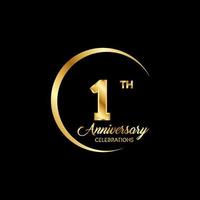 1 years anniversary. Anniversary template design concept with golden number , design for event, invitation card, greeting card, banner, poster, flyer, book cover and print. Vector Eps10