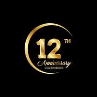 12 years anniversary. Anniversary template design concept with golden number , design for event, invitation card, greeting card, banner, poster, flyer, book cover and print. Vector Eps10