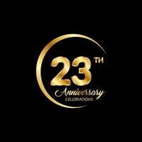 23 years anniversary. Anniversary template design concept with golden number , design for event, invitation card, greeting card, banner, poster, flyer, book cover and print. Vector Eps10