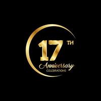 17 years anniversary. Anniversary template design concept with golden number , design for event, invitation card, greeting card, banner, poster, flyer, book cover and print. Vector Eps10