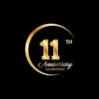 11 years anniversary. Anniversary template design concept with golden number , design for event, invitation card, greeting card, banner, poster, flyer, book cover and print. Vector Eps10