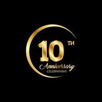 10 years anniversary. Anniversary template design concept with golden number , design for event, invitation card, greeting card, banner, poster, flyer, book cover and print. Vector Eps10