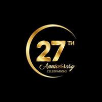 27 years anniversary. Anniversary template design concept with golden number , design for event, invitation card, greeting card, banner, poster, flyer, book cover and print. Vector Eps10