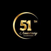 51 years anniversary. Anniversary template design concept with golden number , design for event, invitation card, greeting card, banner, poster, flyer, book cover and print. Vector Eps10