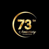 73 years anniversary. Anniversary template design concept with golden number , design for event, invitation card, greeting card, banner, poster, flyer, book cover and print. Vector Eps10