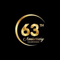 63 years anniversary. Anniversary template design concept with golden number , design for event, invitation card, greeting card, banner, poster, flyer, book cover and print. Vector Eps10