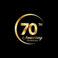 70 years anniversary. Anniversary template design concept with golden number , design for event, invitation card, greeting card, banner, poster, flyer, book cover and print. Vector Eps10