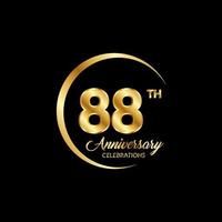 88 years anniversary. Anniversary template design concept with golden number , design for event, invitation card, greeting card, banner, poster, flyer, book cover and print. Vector Eps10