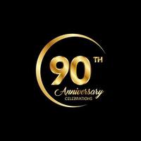 90 years anniversary. Anniversary template design concept with golden number , design for event, invitation card, greeting card, banner, poster, flyer, book cover and print. Vector Eps10