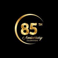 85 years anniversary. Anniversary template design concept with golden number , design for event, invitation card, greeting card, banner, poster, flyer, book cover and print. Vector Eps10