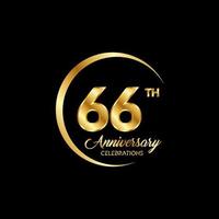 66 years anniversary. Anniversary template design concept with golden number , design for event, invitation card, greeting card, banner, poster, flyer, book cover and print. Vector Eps10