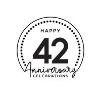 42 years anniversary. Anniversary template design concept, monochrome, design for event, invitation card, greeting card, banner, poster, flyer, book cover and print. Vector Eps10