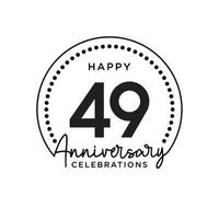 49 years anniversary. Anniversary template design concept, monochrome, design for event, invitation card, greeting card, banner, poster, flyer, book cover and print. Vector Eps10