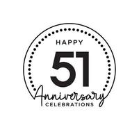 51 years anniversary. Anniversary template design concept, monochrome, design for event, invitation card, greeting card, banner, poster, flyer, book cover and print. Vector Eps10