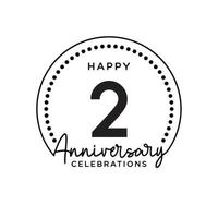 2 years anniversary. Anniversary template design concept, monochrome, design for event, invitation card, greeting card, banner, poster, flyer, book cover and print. Vector Eps10