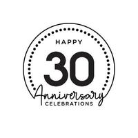 30 years anniversary. Anniversary template design concept, monochrome, design for event, invitation card, greeting card, banner, poster, flyer, book cover and print. Vector Eps10