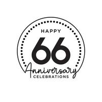 66 years anniversary. Anniversary template design concept, monochrome, design for event, invitation card, greeting card, banner, poster, flyer, book cover and print. Vector Eps10