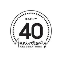 40 years anniversary. Anniversary template design concept, monochrome, design for event, invitation card, greeting card, banner, poster, flyer, book cover and print. Vector Eps10