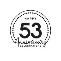 53 years anniversary. Anniversary template design concept, monochrome, design for event, invitation card, greeting card, banner, poster, flyer, book cover and print. Vector Eps10