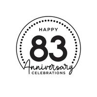 83 years anniversary. Anniversary template design concept, monochrome, design for event, invitation card, greeting card, banner, poster, flyer, book cover and print. Vector Eps10