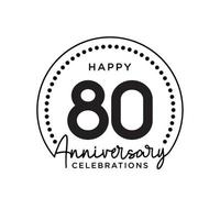 80 years anniversary. Anniversary template design concept, monochrome, design for event, invitation card, greeting card, banner, poster, flyer, book cover and print. Vector Eps10