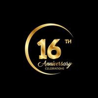 16 years anniversary. Anniversary template design concept with golden number , design for event, invitation card, greeting card, banner, poster, flyer, book cover and print. Vector Eps10